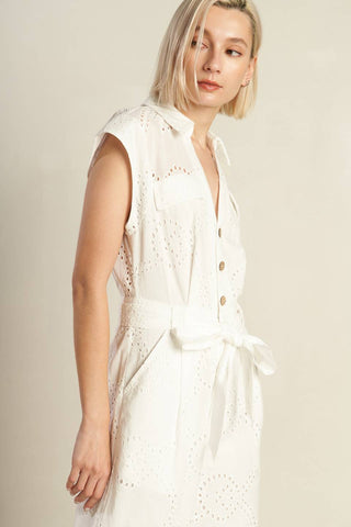 KNOW BETTER WOVEN EYELET JUMPSUIT - By Baano