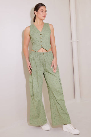 DRIFTING CURRENTS OLIVE WOVEN PANTS - By Baano