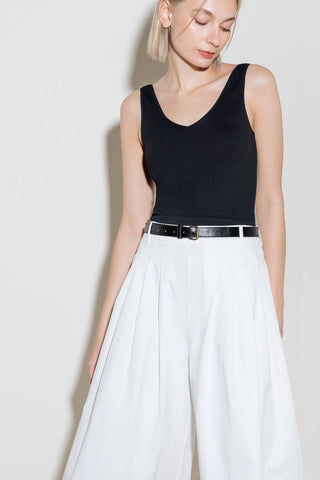 LUMINOUS GRACE WHITE WOVEN CULOTTE PANTS - By Baano