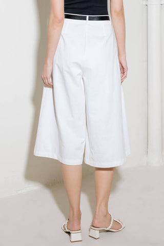 LUMINOUS GRACE WHITE WOVEN CULOTTE PANTS - By Baano