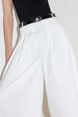 LUMINOUS GRACE WHITE WOVEN CULOTTE PANTS - By Baano