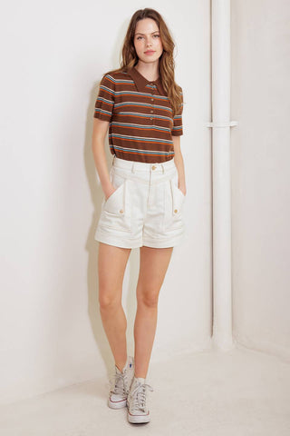 SIMPLY MINE CREAM WOVEN SHORT - By Baano