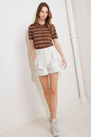 SIMPLY MINE CREAM WOVEN SHORT - By Baano