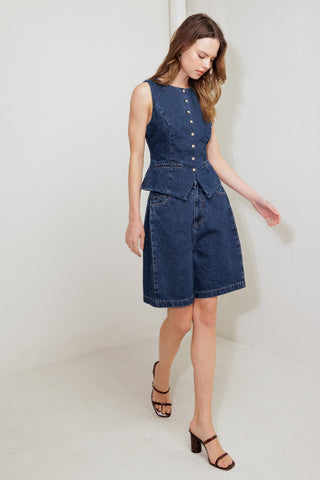 COFFEE PETAL DENIM SHORT - By Baano