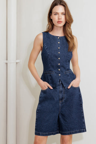 COFFEE PETAL DENIM SHORT - By Baano