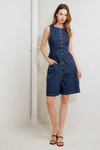 COFFEE PETAL DENIM SHORT - By Baano