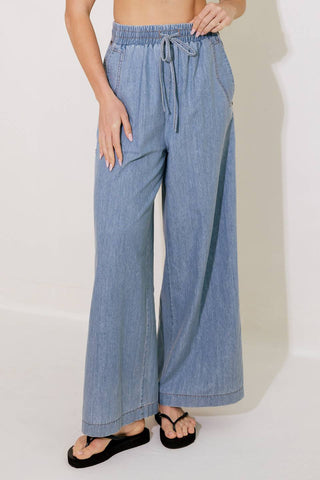 RIVERSIDE SIPS LIGHT INDIGO CHAMBRAY PANTS - By Baano