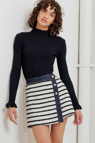 BONJOUR STRIPE WOVEN SKORT - By Baano