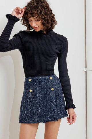 PARISIAN NAVY TWEED SKORT - By Baano