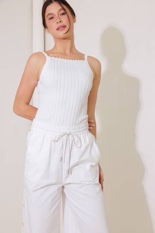 BIT OF SUNSHINE WHITE SWEATER KNIT TANK TOP - By Baano