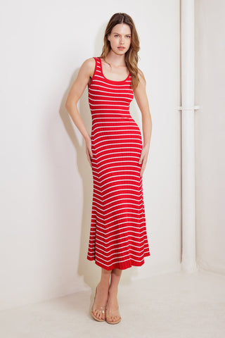 SOFT SIDE OF RED KNIT MIDI DRESS - By Baano