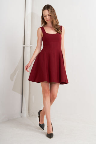SKATER IN WINE SWEATER MINI DRESS - By Baano