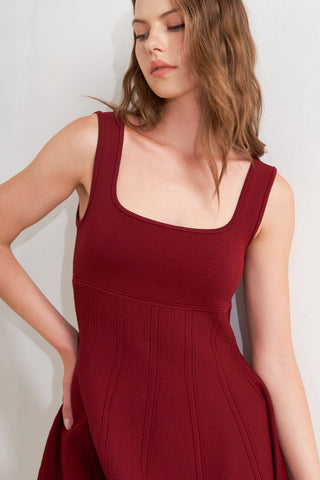SKATER IN WINE SWEATER MINI DRESS - By Baano