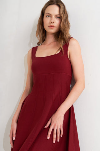 SKATER IN WINE SWEATER MINI DRESS - By Baano