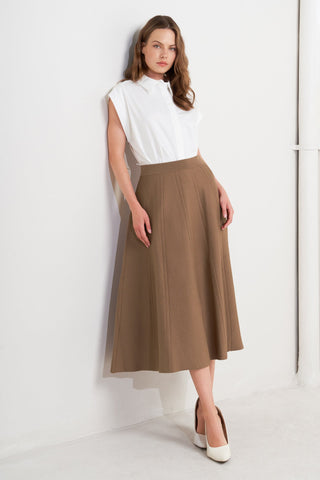 LATTE LANE SWEATER KNIT CIRCLE SKIRT - By Baano
