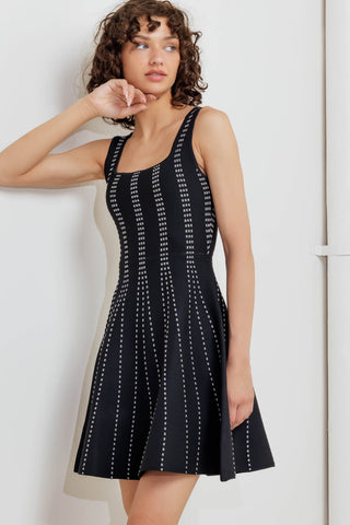 SUGAR STRIPE JACQUARD SWEATER MINI DRESS - By Baano