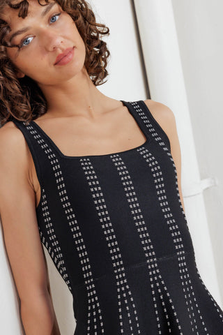 SUGAR STRIPE JACQUARD SWEATER MINI DRESS - By Baano