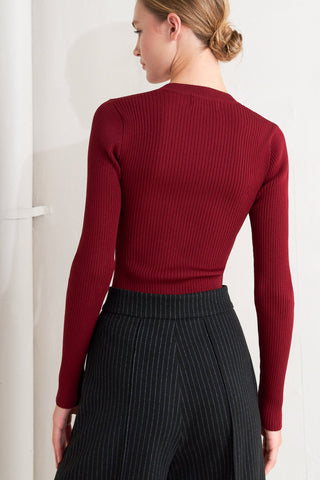 MODERN HERO BURGUNDY SWEATER KNIT TOP - By Baano