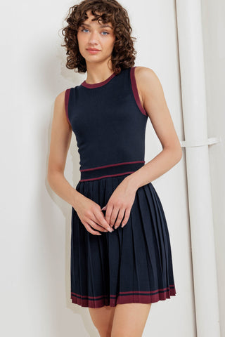 BERRY STRIPE SWEATER MINI DRESS - By Baano