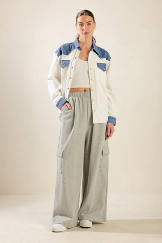 KEEP IT GOING WOVEN AND DENIM SHIRT - By Baano