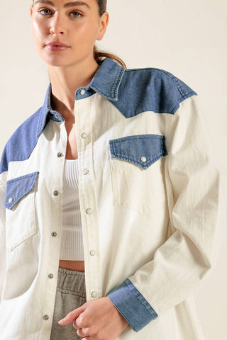 KEEP IT GOING WOVEN AND DENIM SHIRT - By Baano