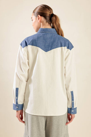 KEEP IT GOING WOVEN AND DENIM SHIRT - By Baano