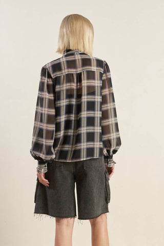 LOVELY INTUITION WOVEN PLAID TOP - By Baano