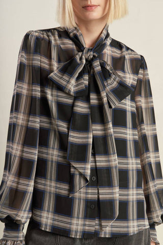 LOVELY INTUITION WOVEN PLAID TOP - By Baano