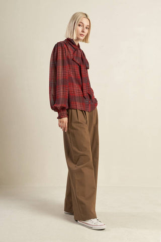 LOVELY INTUITION WOVEN PLAID TOP - By Baano