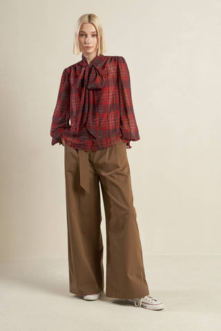 LOVELY INTUITION WOVEN PLAID TOP - By Baano