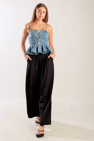 GRAND ENTRANCE INDIGO DENIM TOP - By Baano