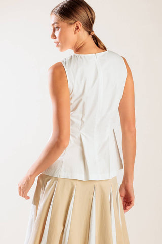 FIRST DATE WHITE WOVEN TOP - By Baano