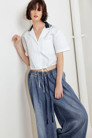 COASTAL COLLAR WOVEN CROP TOP - By Baano