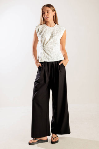 HIDDEN SMILES WHITE WOVEN LACE TOP - By Baano