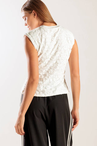 HIDDEN SMILES WHITE WOVEN LACE TOP - By Baano