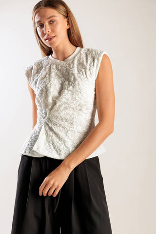 HIDDEN SMILES WHITE WOVEN LACE TOP - By Baano