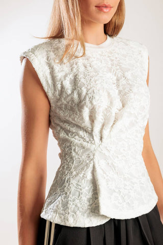 HIDDEN SMILES WHITE WOVEN LACE TOP - By Baano