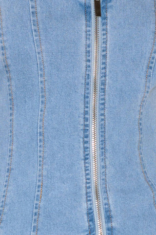 ALMOST ANGELIC LIGHT INDIGO DENIM TOP - By Baano