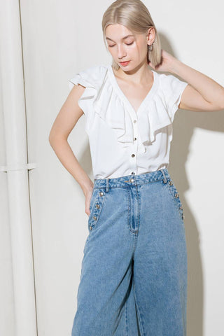 MADE FOR ROMANCE OFF WHITE WOVEN TOP - By Baano