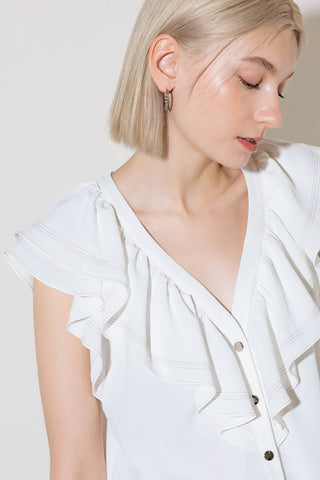 MADE FOR ROMANCE OFF WHITE WOVEN TOP - By Baano
