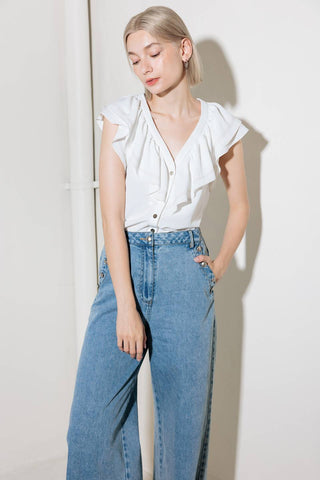 MADE FOR ROMANCE OFF WHITE WOVEN TOP - By Baano