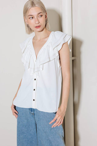MADE FOR ROMANCE OFF WHITE WOVEN TOP - By Baano