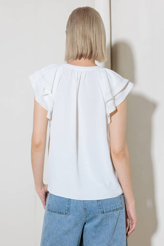 MADE FOR ROMANCE OFF WHITE WOVEN TOP - By Baano