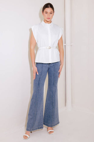 ON CLOUD NINE WHITE WOVEN TOP - By Baano