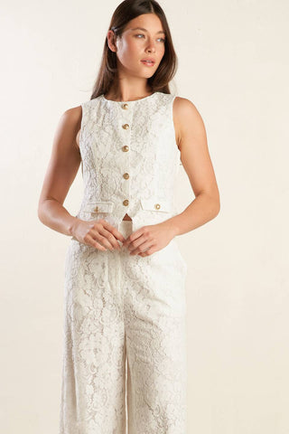 THINK LATER WOVEN LACE VEST - By Baano