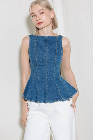 ENDURING SPARK BLUE DENIM TOP - By Baano
