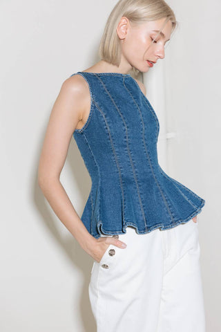 ENDURING SPARK BLUE DENIM TOP - By Baano