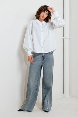 WHITE NOISE SOLID WOVEN TOP - By Baano