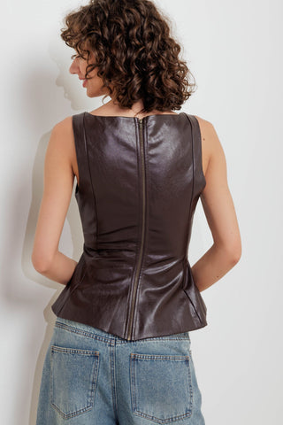 URBAN CHIC MINIMALISM FAUX LEATHER TOP - By Baano