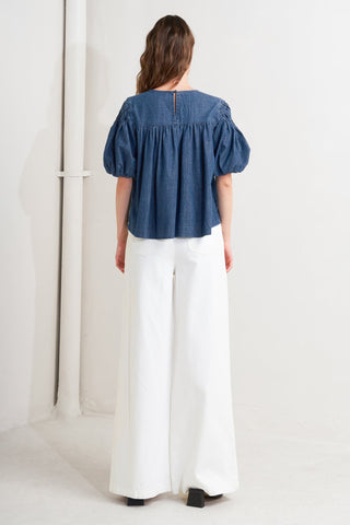 COTTAGE SPELL CHAMBRAY TOP - By Baano